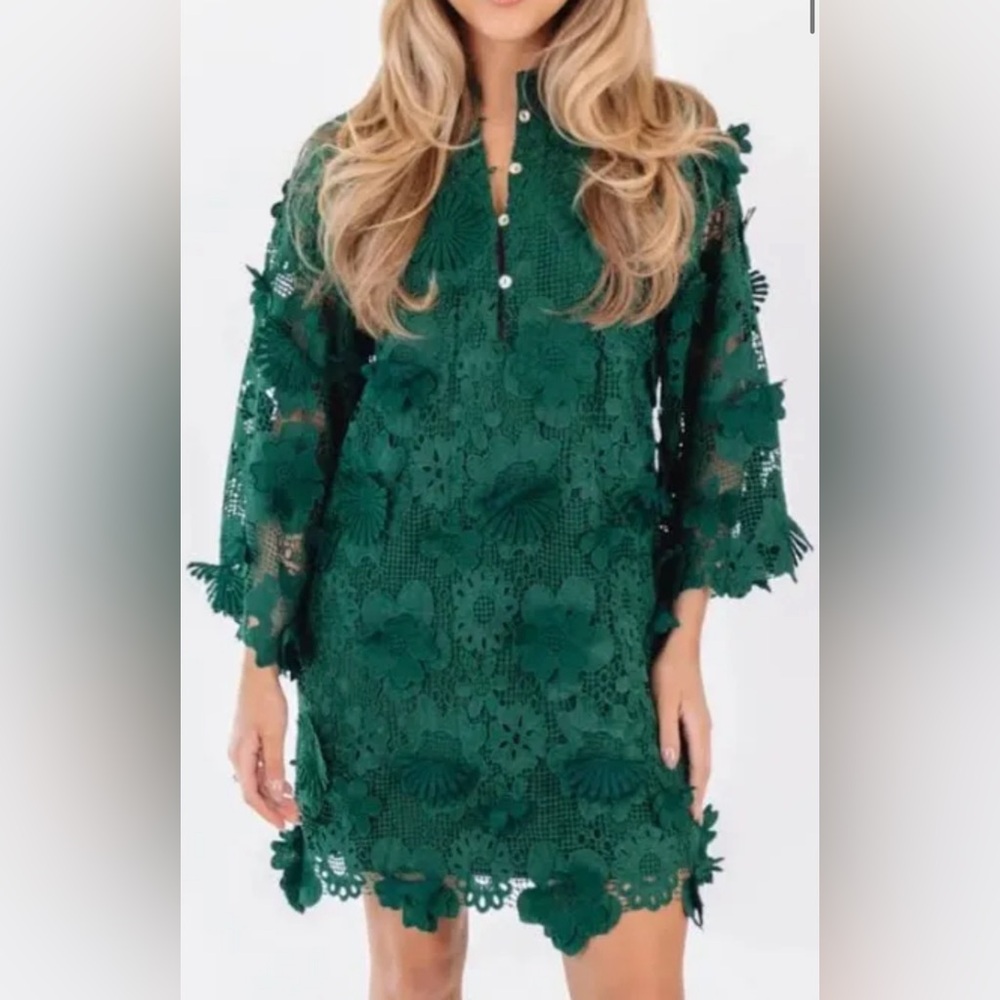 Green Floral Lace Dress